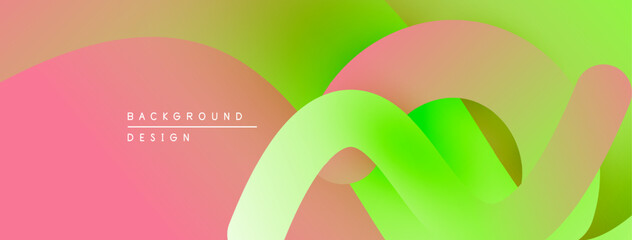 Poster - Abstract fluid shapes, pink, green gradients. Modern design, smooth curves, vibrant colors, minimalist aesthetic. Background texture for projects.