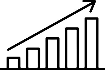 Poster - Simple black and white line graph showing upward trend and growth with an arrow
