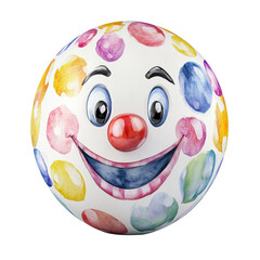 Poster - Whical clown face ball with colorful paint splashes and cheerful expression for children