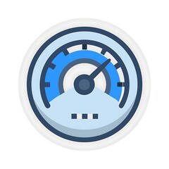 Aufkleber - Blue round search icon button with technology illustration