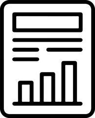 Aufkleber - Simple black and white icon of a document with a bar graph and text lines