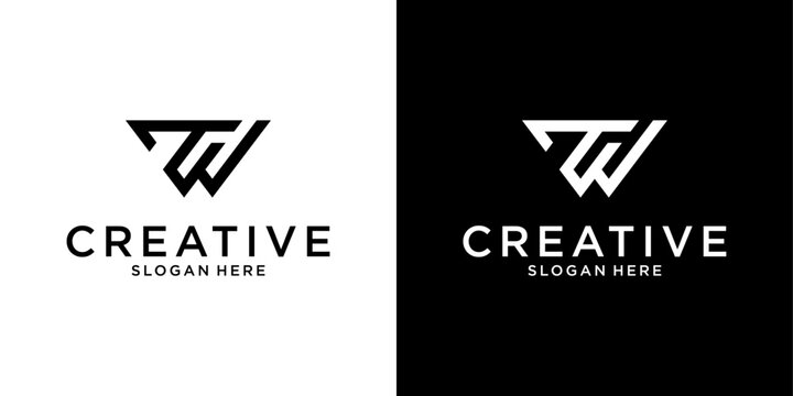 TW or WT initial letter logo design vector