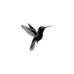 Aufkleber - A stylized hummingbird silhouette against a black background offers a unique minimalist design, perfect for logos and artistic endeavors.