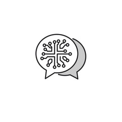 Fototapete - Two speech bubbles, one with a circuit board design inside, suggesting digital communication.