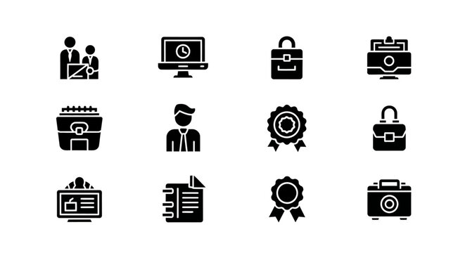 Collection of Black Business and Office Icons.