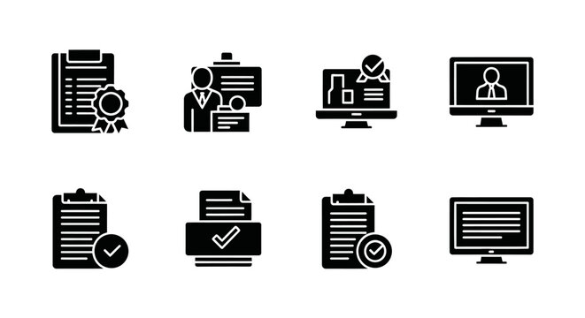 Black and White Icon Set for Business and Technology.