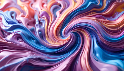 Aufkleber - A swirling abstract art with a pastel color palette, exhibiting a smooth, vibrant texture for backgrounds and modern graphic designs.