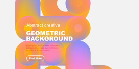 Poster - Abstract geometric shapes, vibrant colors, text overlay. Modern design, suitable for backgrounds, presentations, branding. Clean aesthetic.