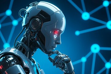 Aufkleber - Ai robot thinking futuristic technology artificial intelligence machine learning automation cyborg concept