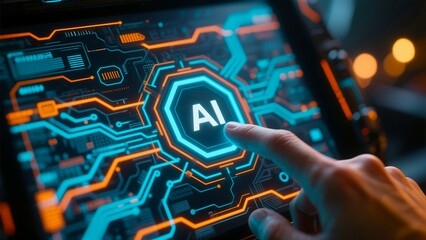 Aufkleber - Ai artificial intelligence technology concept digital transformation future innovation interface touch screen