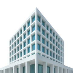Poster - Modern architectural building with clean lines and geometric shape featuring large windows and bright natural light in urban environment