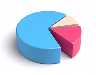 Poster - 3D Pie Chart Transforming into a Donut Chart on a White Background Data Visualization Concept