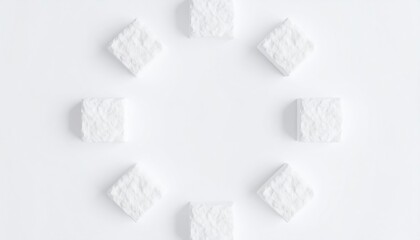 Aufkleber - Abstract White Rock Cube Arrangement in Circular Formation on Blank Surface Top View