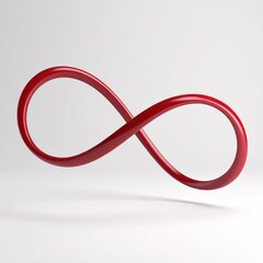 Fototapete - Crimson Infinity Loop in Minimal White Space with Smooth Glossy Texture