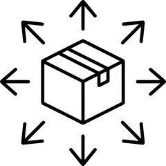 Poster - Shipping box with arrows indicating distribution and delivery in all directions