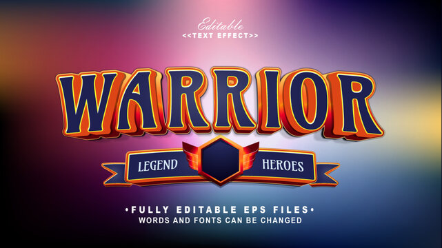 3d warrior bold text effect.typhography logo