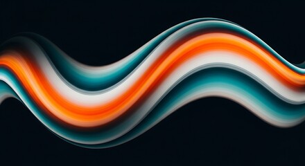 Leinwandbilder - Dynamic flow art with vivid orange, teal and white hues swirling against a dark background, creating a captivating visual.