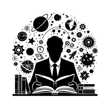 man reading book silhouette , men reading book vector