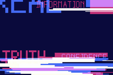 Poster - Blue Glitched Signal and Color Leak with Typo Effect Background, Depict Hacked System