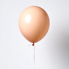 Poster - Peach Balloon Floating Against White Background with Soft Shadow