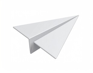 Poster - White 3D Paper Airplane Icon in Mid-Flight Representing Business Communication Against Clear Background
