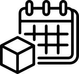 Poster - Calendar icon with a cube representing a project or task deadline