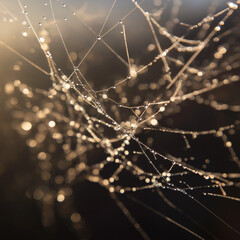 spider web with dew drops