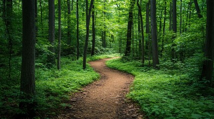  Forest Pathway Through Trees Leading Into a Serene Green Nature Scene