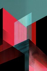 Poster - Abstract geometric design with bold colors and intricate line patterns