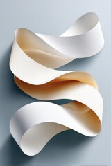 Poster - Abstract art featuring flowing white paper curves on a neutral background