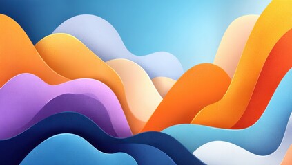 Poster - Abstract colorful waves with gradient hues and smooth pastel tones
