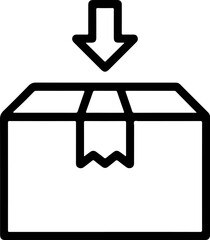 Poster - Simple black line icon of a box with an arrow pointing down into it