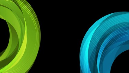 Poster - Bright blue and green shiny abstract minimal waves geometric background. Seamless looping tech motion design. Video animation Ultra HD 4K 3840x2160