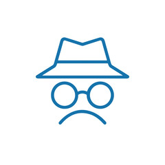 Fototapete - Internet Security Icon with a sad expression in a blue outline design  