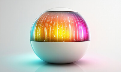 Poster - Colorful glowing orb with vibrant light streaks and modern design.