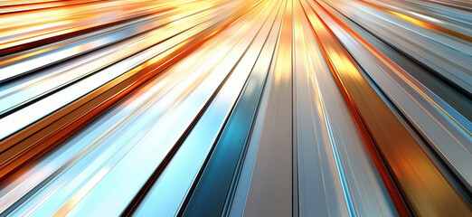 Poster - Dynamic metallic rays creating a sense of speed and motion in vibrant colors.