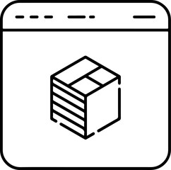Poster - Simple line art icon of a stacked package inside a browser window