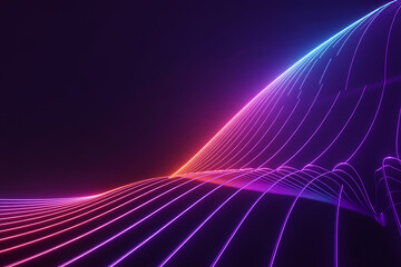 Poster - neon wave patterns in pink, purple, and blue glowing on dark background showcasing abstract digital energy and motion