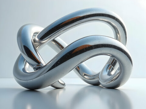 A Gleaming Metallic Looped Band, An Abstract Sculpture Reflecting Light and Modern Design with a Polished Surface and Smooth Curves