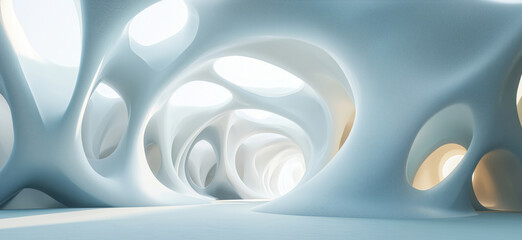 Poster - Futuristic abstract architecture with organic shapes and soft lighting.