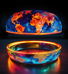 Poster - Illuminated 3D Globe Model Displaying Global Data Visualization and Geographic Information.