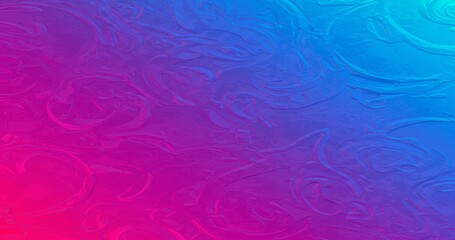 Poster - Abstract textured background featuring a gradient from vibrant pink to blue. The surface has an organic pattern with raised, fluid shapes resembling waves.