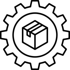 Poster - Gear with package inside symbolizing logistics and supply chain management