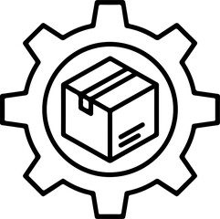 Poster - Shipping box icon inside a gear symbol representing logistics and industry