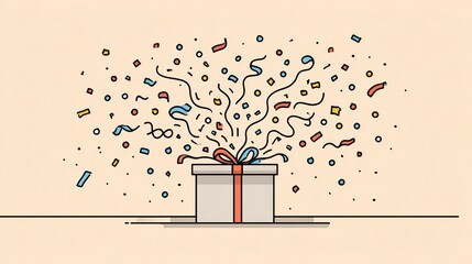 Gift box with exploding confetti