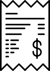 Poster - Simple line art icon of a receipt with a dollar sign
