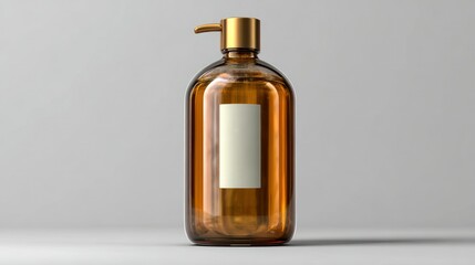 Poster - Amber bottle w/ gold pump, blank label, smooth lighting