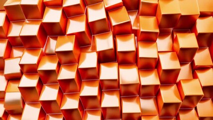 Poster - vibrant ripple effect of orange cubes creates a seamless and dynamic abstract background, ripple of 