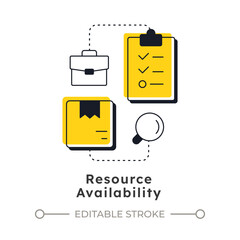 Poster - Resource availability modern linear concept icon. Company ability demand response. Capacity management metric. Flat outline elements connected with dotted lines. Creative visual. Easy to edit