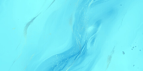 Poster - Showcases a smooth abstract surface with a predominantly light blue color scheme, It features a marbled texture with swirling patterns, The effect is reminiscent of of flowing water or a serene sky.